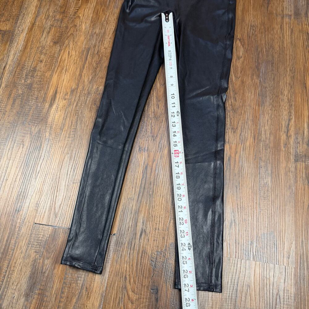 Spanx SMALL black faux leather leggings pants full length pull-on slimming - Picture 7 of 14